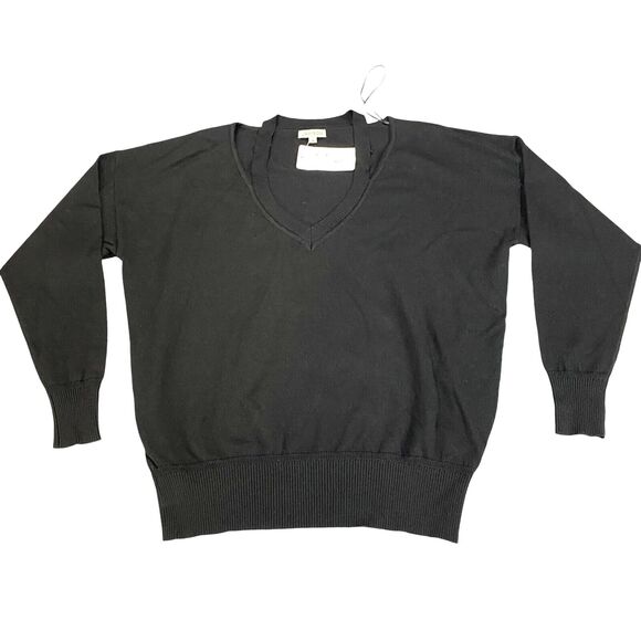 Jamison Oliva Cutout V Neck Pullover Sweater Womens Medium Black - MSRP $88 - Picture 1 of 12